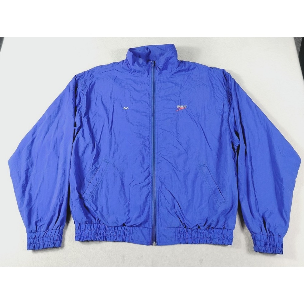 Vintage Speedo Jacket Mens Medium‎ Blue Windbreaker Humboldt Swim Club Swim 90s